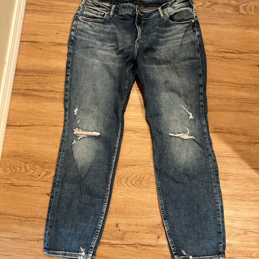 Silver Jeans Women's Boyfriend Fit Distressed Denim